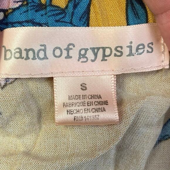 Band of Gypsies Floral Print Cold Shoulder Maxi Dress Size S Yellow Pink Boho - Picture 2 of 9